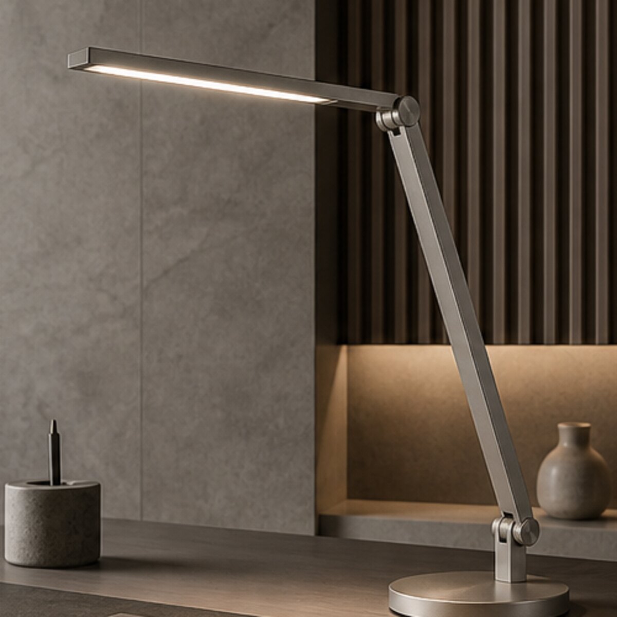 Home-office collection combines task lighting and modular organization across two retail channels